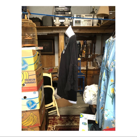 Black Blouse with Floral Design - Picture 2 of 5